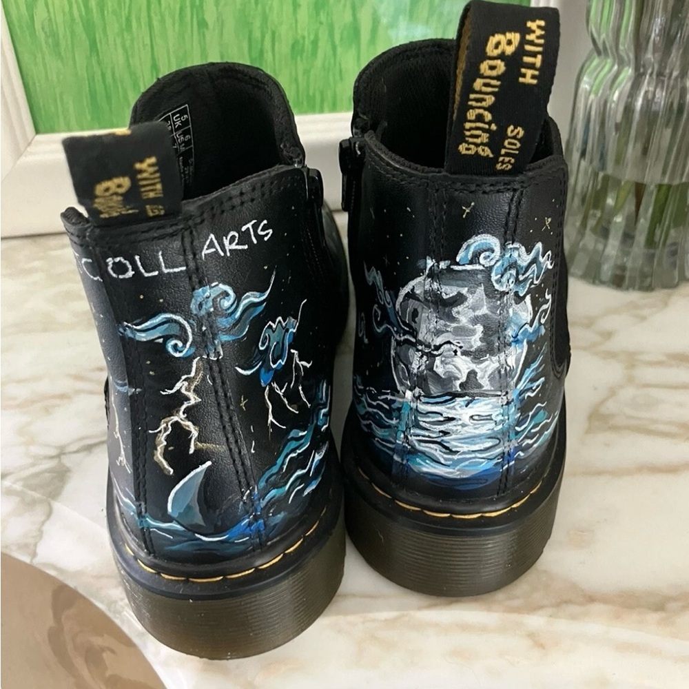 Dr. Martens Chelsea Custom Painted Air Wair Boots Jade Collins JCollarts New 9 - Picture 7 of 7